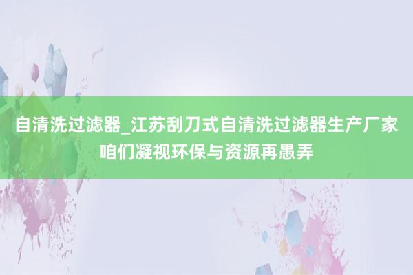 自清洗过滤器_江苏刮刀式自清洗过滤器生产厂家咱们凝视环保与资源再愚弄